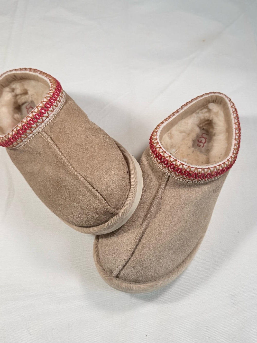 UGG Tasman II Slippers Sand Red Braid Shearling Mule Clogs Womens Size 7 1174470